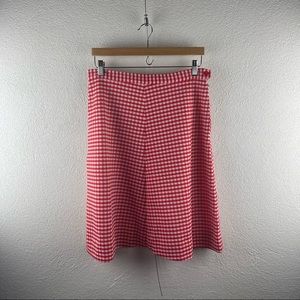 Vintage l 60s M Red Cream Houndstooth Polyester Knit A-Line Mod Scooter Skirt